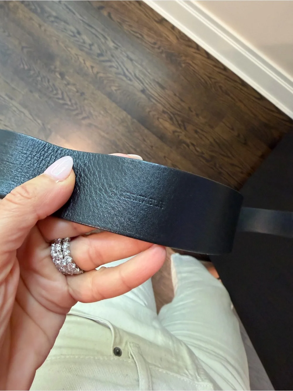 CHANEL Black Leather Belt with Gold Double C Buckle